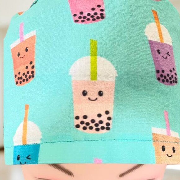 PREMIUM Boba Tea~ EURO Style Scrub Cap | Scrub Hat, RN,MD,CNA,Tech,Vet,Gift - Picture 2 of 4